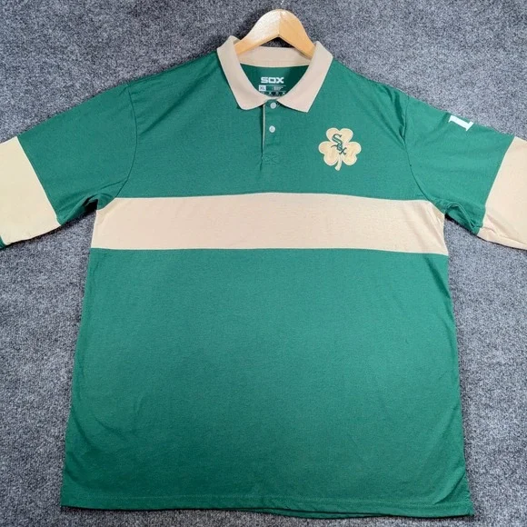 Chicago White Sox Polo Rugby Shirt Men's XL Green St Patrick's Day Miller Lite - Picture 2 of 11